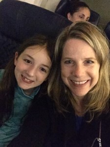 Kim and Lilli flying 1st class from Chicago to Miami, nice start to the trip!